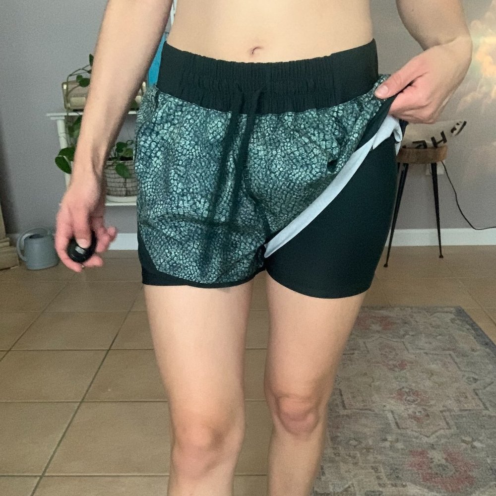 dark green running shorts